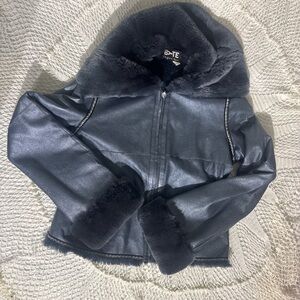 Unique Vintage Navy Rabbit Fur Jacket